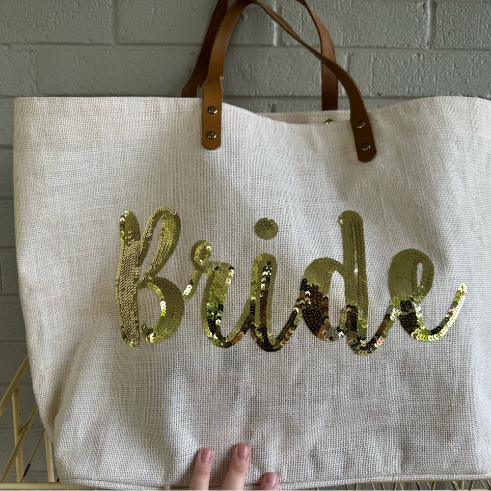 Gold Sequin Bride Tote Bag